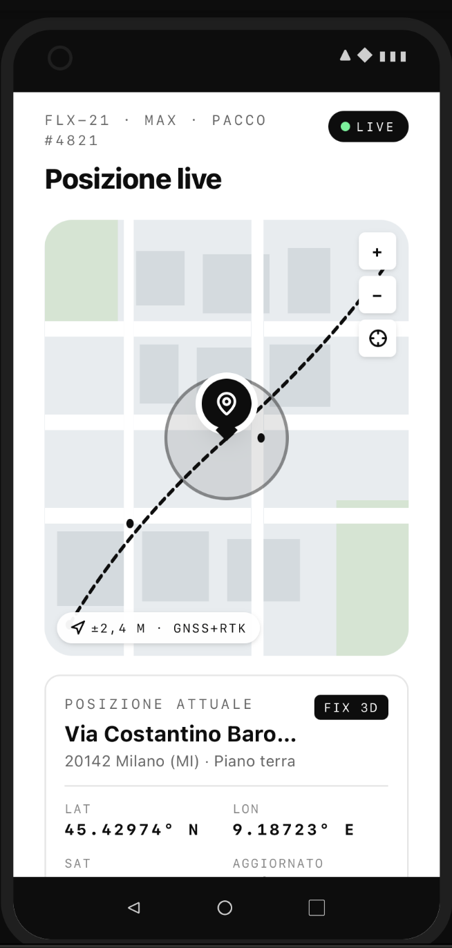 FindTag mobile app — live position tracking